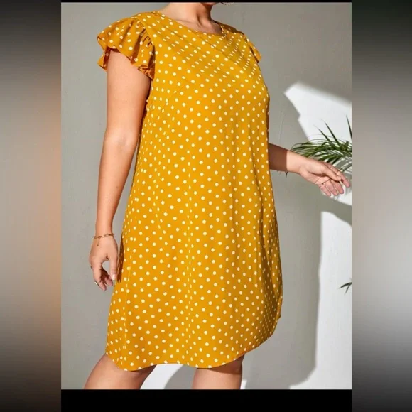 SHEIN Mustard Yellow Polka Dot Dress - Picture 4 of 14
